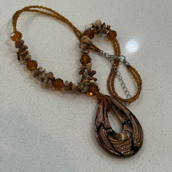 Art Glass and Jasper Artisan Necklace - Picture 2 of 9